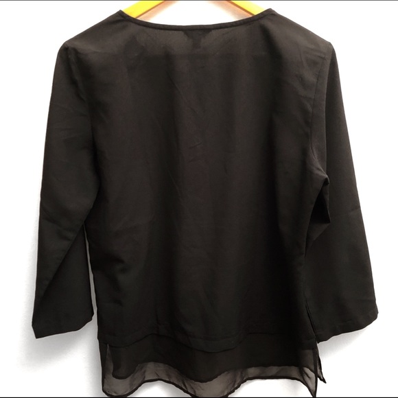 ❣️3/$30 Calvin Klein Black Long Sleeves Blouse - Picture 3 of 4